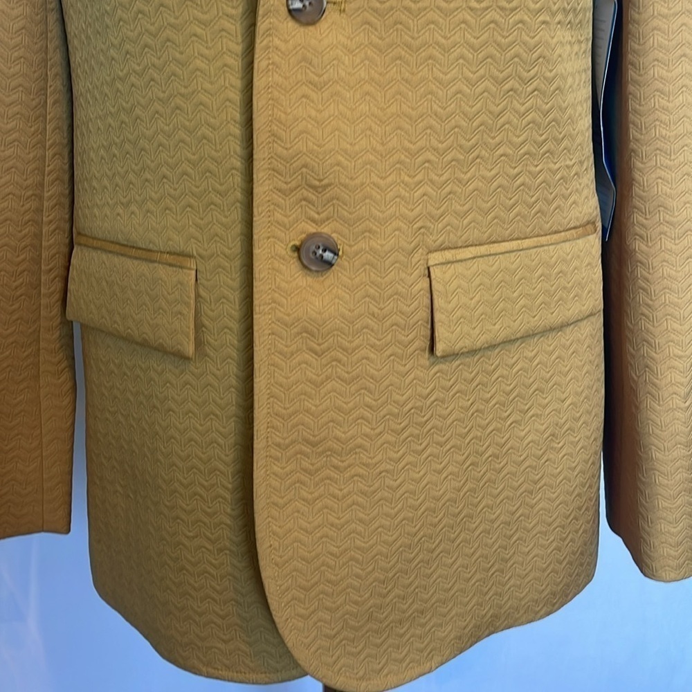 NWT The Great The Blazer Jacquard Suit Jacket Size S 4-6 Mustard Yellow Chevron - Picture 3 of 13